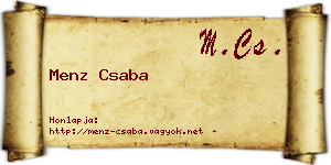 Menz Csaba névjegykártya